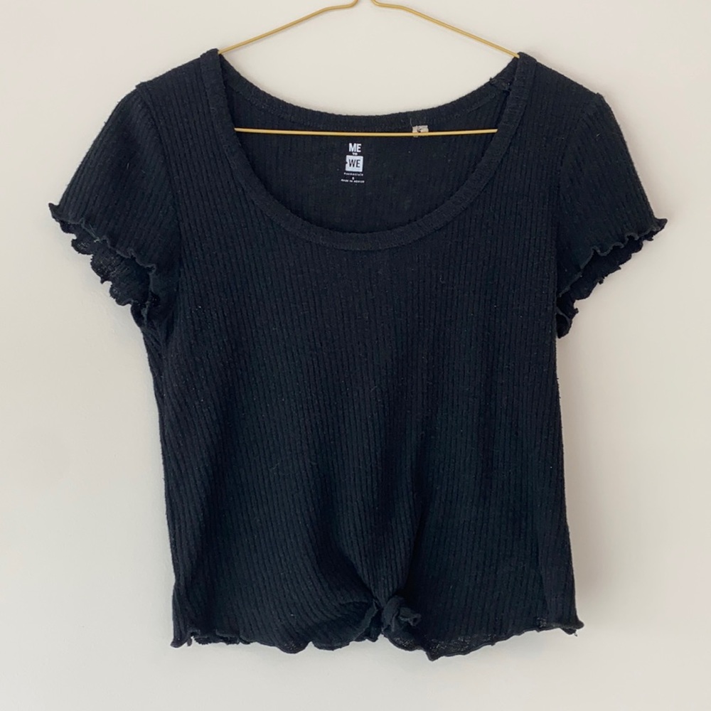 Me To We PacSun Frilly Black Crop Top